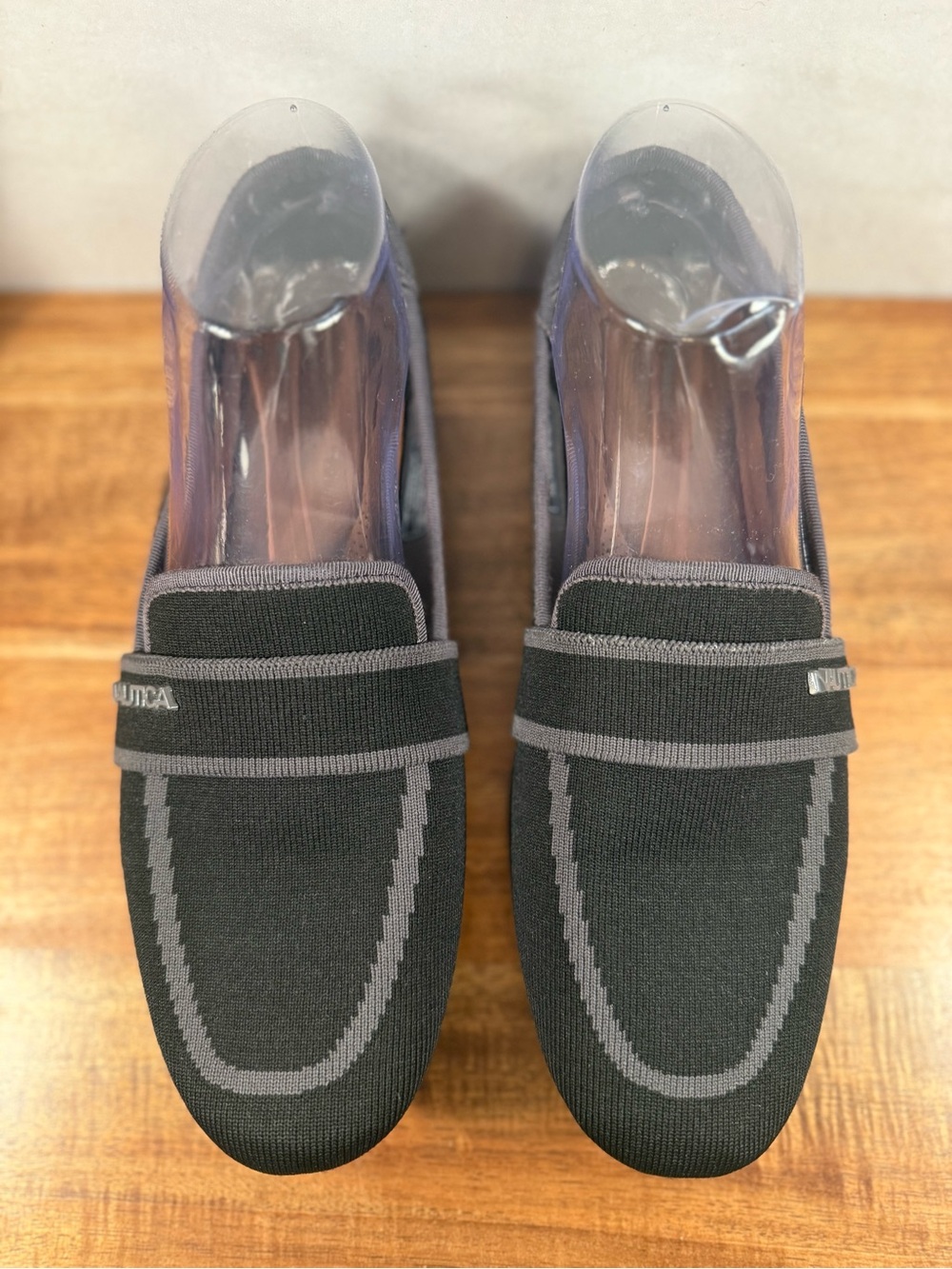 Nautica Black/Grey Fabric Slip-on Casual Loafers Size 8.5